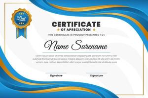 Blue Professional Certificate Template with Gradient Style vector