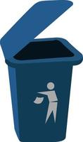 Blue trash can, illustration, vector on white background.