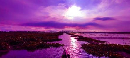 Blue color sky clear view background with cloud behind the Sun photo