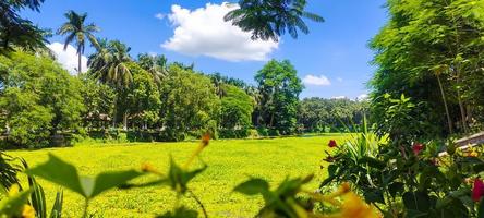 Blue color sky clear view background with cloud behind the Sun photo