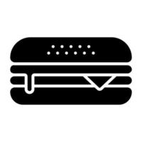 estilo de icono de hamburguesa con queso vector