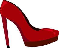 Red woman shoe, illustration, vector on white background.