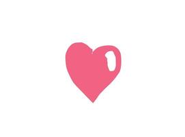 Heart illustration line art for template with black and red color. vector