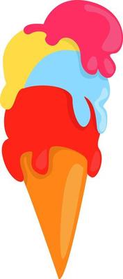 Tall ice cream, illustration, vector on white background.