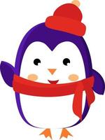 Penguin with hat, illustration, vector on white background.