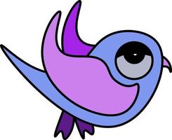 Purple tired bird, illustration, vector on white background.