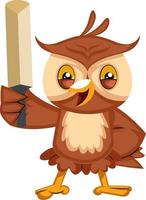 Owl with sword, illustration, vector on white background.