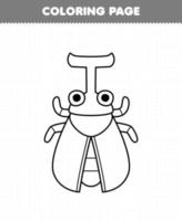 juego educativo para niños página para colorear de hoja de trabajo imprimible de error de arte de línea de escarabajo de dibujos animados lindo vector