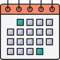 ilustración de vector de calendario en un fondo. símbolos de calidad premium. iconos vectoriales para concepto y diseño gráfico.