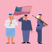 three military veterans vector