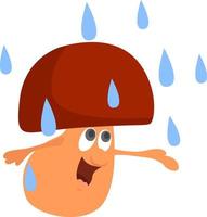 Mushroom on rain, illustration, vector on white background