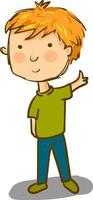 A little boy in a green shirt, vector or color illustration.