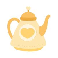 yellow teapot with heart vector