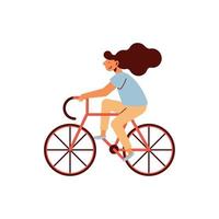 ciclistas mujer montando bicicleta vector