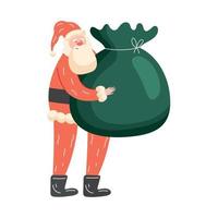 santa claus con bolsa de regalos vector