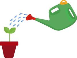 Green watering can, illustration, vector on white background