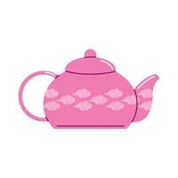 pink teapot utensil vector