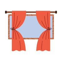red courtains in window vector