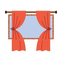 red courtains in window vector