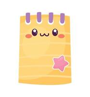 yellow notebook kawaii style vector