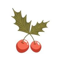 christmas cherries and leafs vector