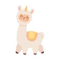 llama peruana con unicornio vector