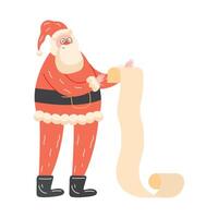 santa claus con lista de regalos vector