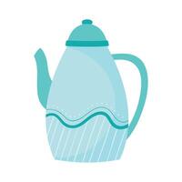 blue teapot utensil vector