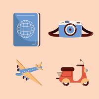 viajes vacaciones cuatro iconos vector