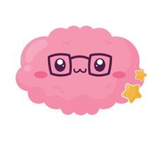 cute brain kawaii style vector