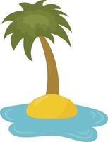 Palm tree on island , illustration, vector on white background