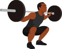 Man doing workout with barbell , illustration, vector on white background