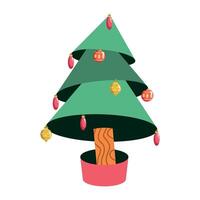 christmas pine with balls vector