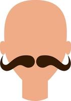 hombre con bigotes arriba, ilustración, vector, sobre un fondo blanco. vector