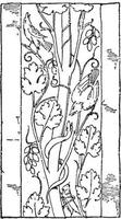 la vid de ornamento romano se utiliza como borde vertical, grabado antiguo. vector