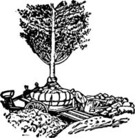 Tree Removal, vintage illustration. vector