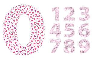 Numbers love heart Color Fill Set vector