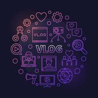 Vlog vector circular concept colorful outline illustration