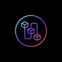 Blockchain outline vector colored round icon - Block Chain Technology in circle creative sign