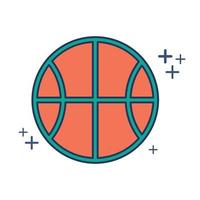 diseño de estilo de glifo de ilustración de vector de icono de baloncesto con color y signo más. aislado sobre fondo blanco.