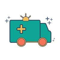 Ambulance icon vector illustration glyph style design with color and plus sign. Isolated on white background.