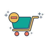 carrito de compras fuera de orden icono vector ilustración glifo estilo diseño con color y signo más. aislado sobre fondo blanco.