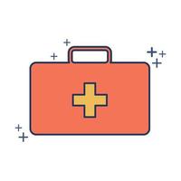 First aid kit icon vector illustration glyph style design with color and plus sign. Isolated on white background.