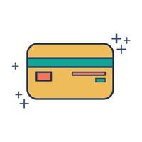 diseño de estilo de glifo de ilustración de vector de icono de tarjeta de crédito con color y signo más. aislado sobre fondo blanco.