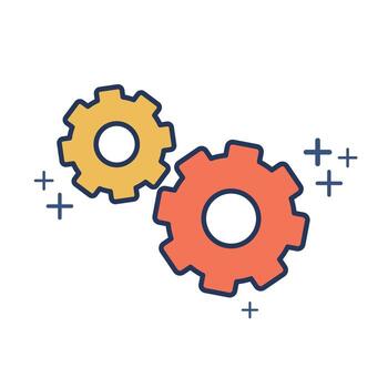 Setting icon vector illustration glyph style design with color and plus sign. Isolated on white background.