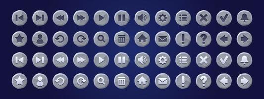 botones de textura de piedra para la interfaz de juego o aplicación vector