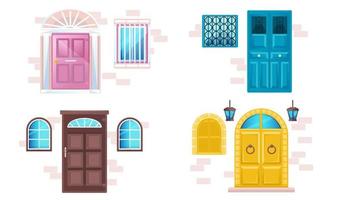 House facades with different doors and windows vector