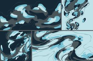 Abstract posters with liquid blobs, flow shapes vector