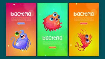 Bacteria posters with cute germ and microbe vector