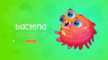 cartel de bacterias con lindo personaje de germen vector